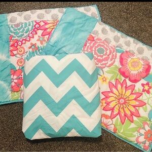 Colorful Floral and Chevron Duvet Cover Set with Matching Pottery Barn Shams